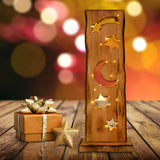 LED WOOD-DECOLUM Lune / étoiles de 60 cm de haut de Noël de haut en bois avec des LED fermement intégrées