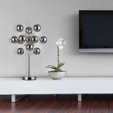 Lampe de table "explosion", lampe de table en métal et verre, chrome, G9, lampe de table 73 cm de haut