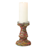 Bougeoir J-Line Perles en verre rose et or, élégant et moderne
