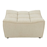 Pouf Grid J-Line, détail du tissu beige et structure en bois