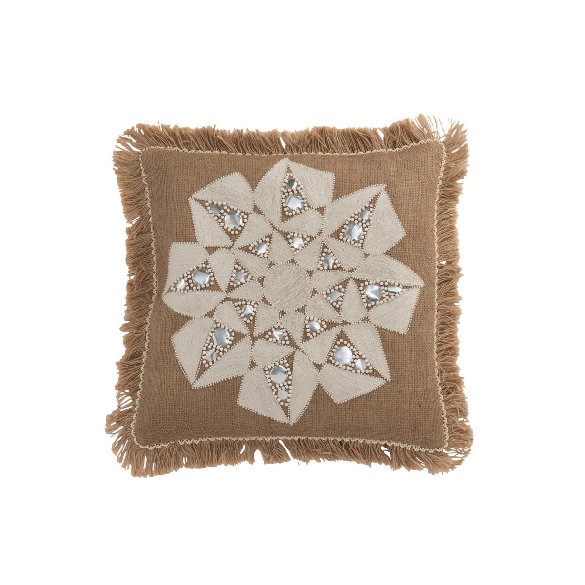 Coussin J-Line Flower Abstract, gros plan sur la couleur beige