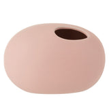 Vase en céramique rose J-Line, vue de face avec fleurs