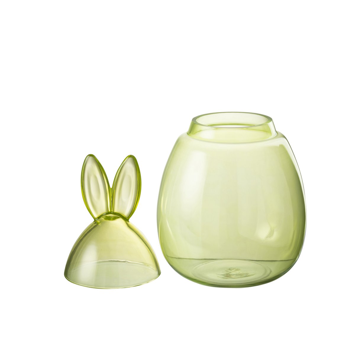 Pot de conservation J-Line Lapin en verre vert, vue de côté