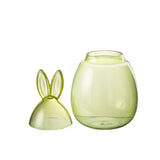 Pot de conservation J-Line Lapin en verre vert, vue de côté
