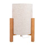 Lampe de table "Matilda" lampe de table classique avec apparence naturelle à travers le bois et l'écran de tissu, socket E27, 32 cm de haut
