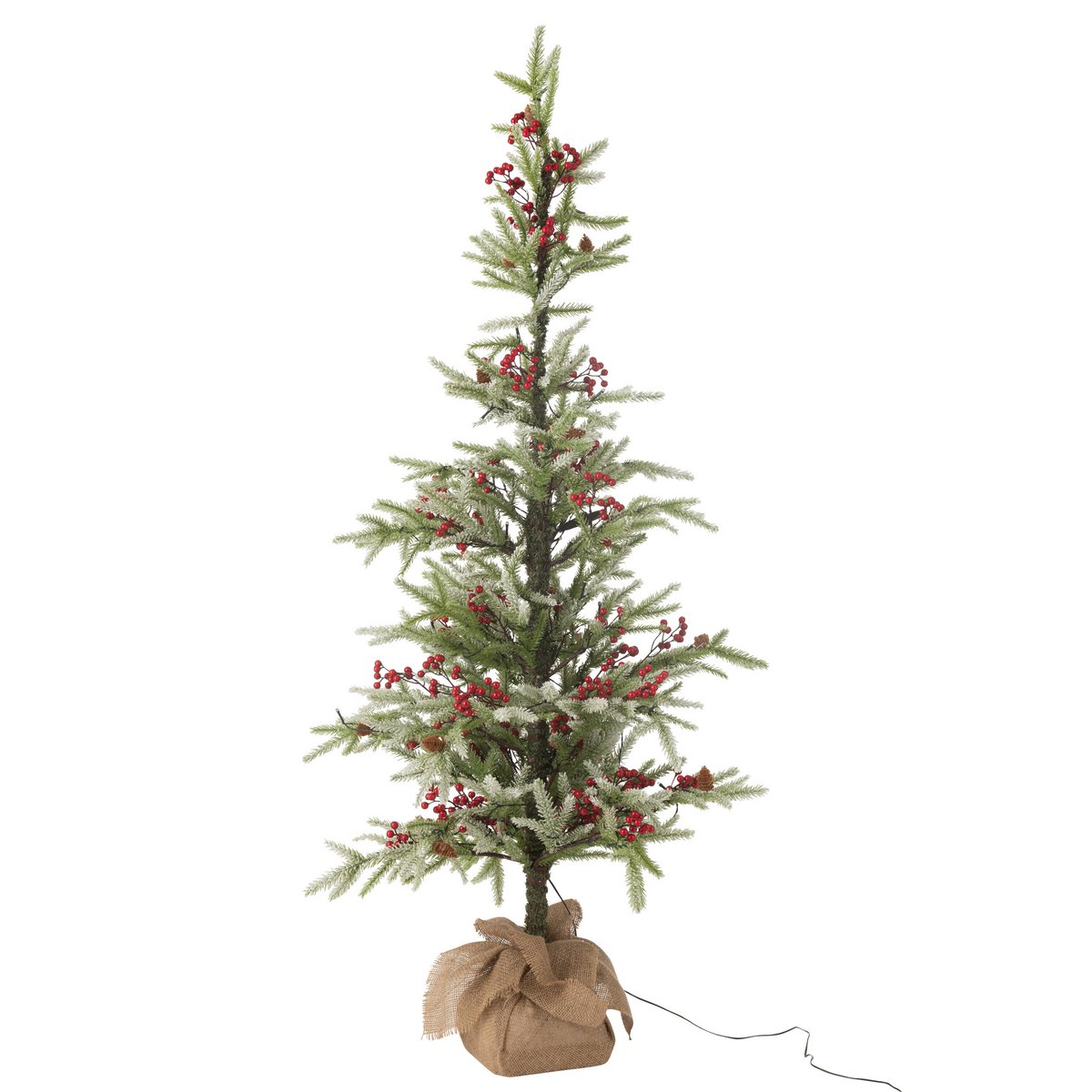 Détail du sapin de Noël J-Line, décoration rouge et verte