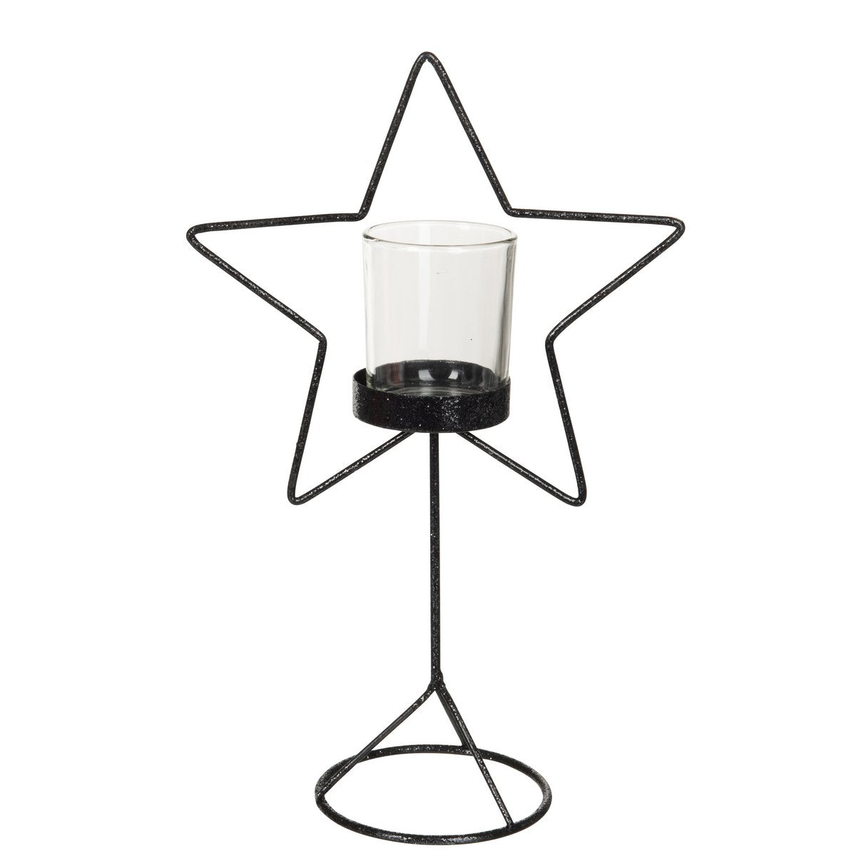 Photophore Star Glitter noir en métal de J-Line, ambiance salon