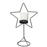 Photophore Star Glitter noir en métal de J-Line, ambiance salon
