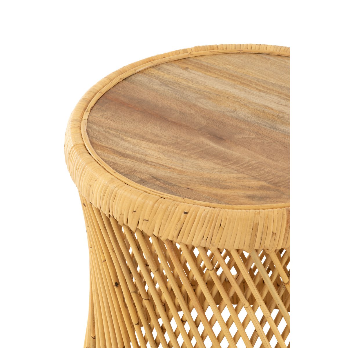 Table d'appoint J-Line cylindrique, détail du rotin