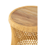 Table d'appoint J-Line cylindrique, détail du rotin