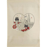 Torchon Chats Coeur Beige 50 x 70