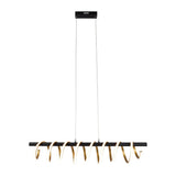 Le pendentif LED "Belleza", le pendentif en métal moderne et le plastique noir, l'or et le blanc, avec des LED fermement construites, 100 cm de long. L'éclairage idéal pour le salon, la salle à manger ou la cuisine.