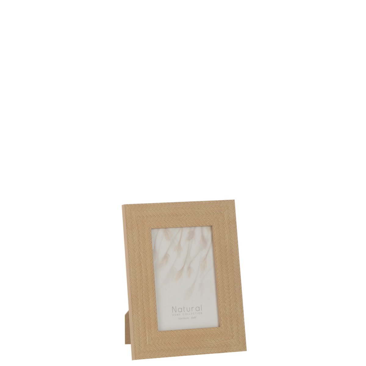 Cadre photo J-Line en bois beige foncé, angle montrant la texture tissée