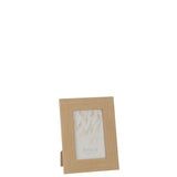 Cadre photo J-Line en bois beige foncé, angle montrant la texture tissée