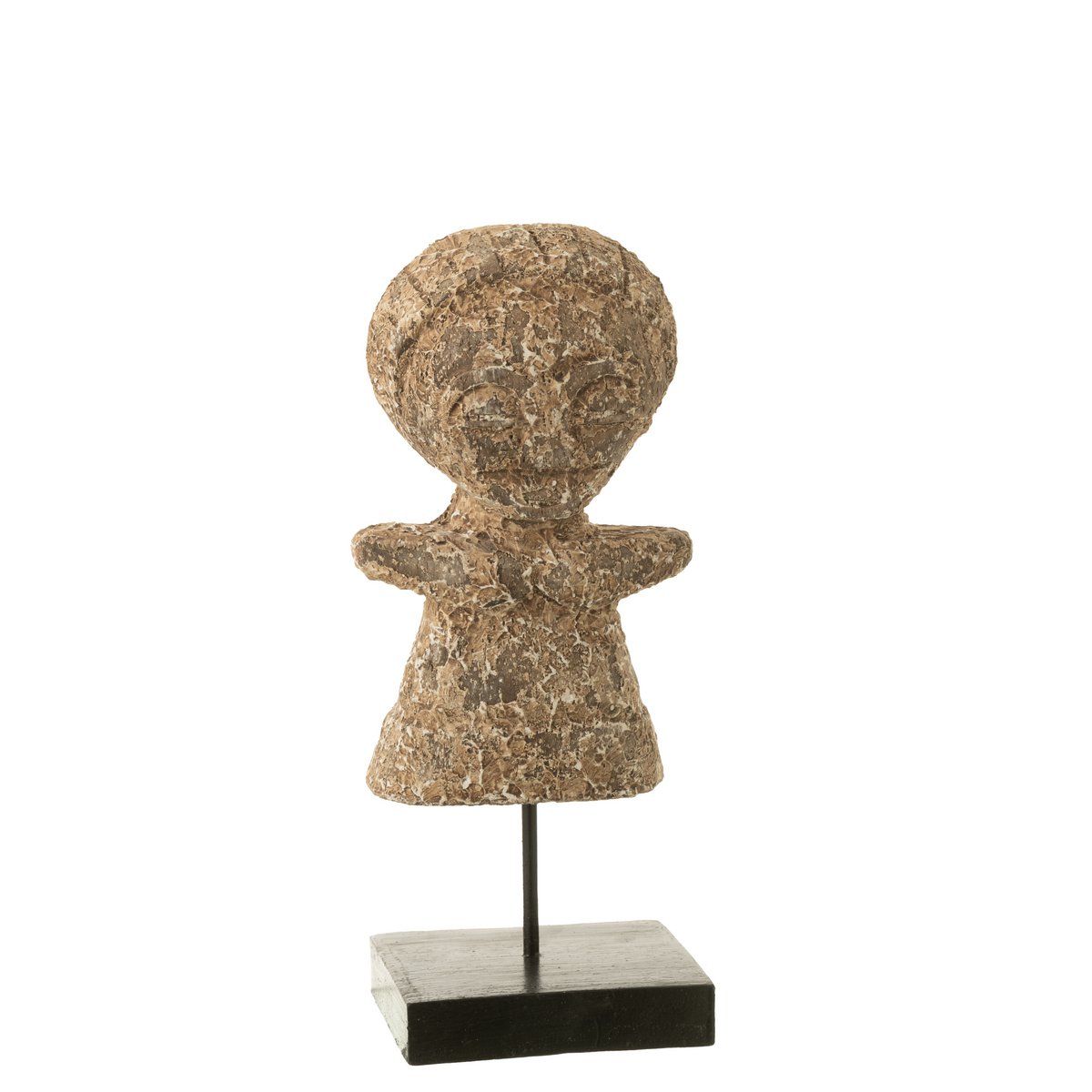 Statue Ying Albasia en bois naturel de J-Line, vue de face