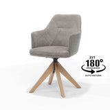 Fauteuil Calvin pivotant en chêne, vue latérale avec galets doux