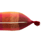 Coussin J-Line carreaux pompons - vue avant avec motifs colorés