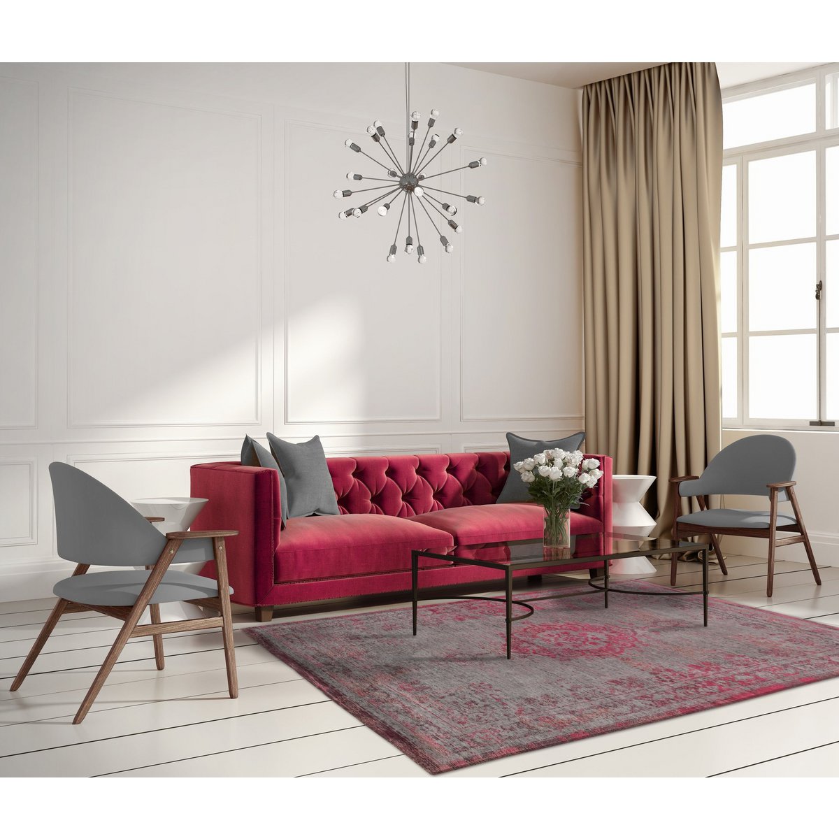 Tapis Eco - Pink Flash - Tapis gris et rose