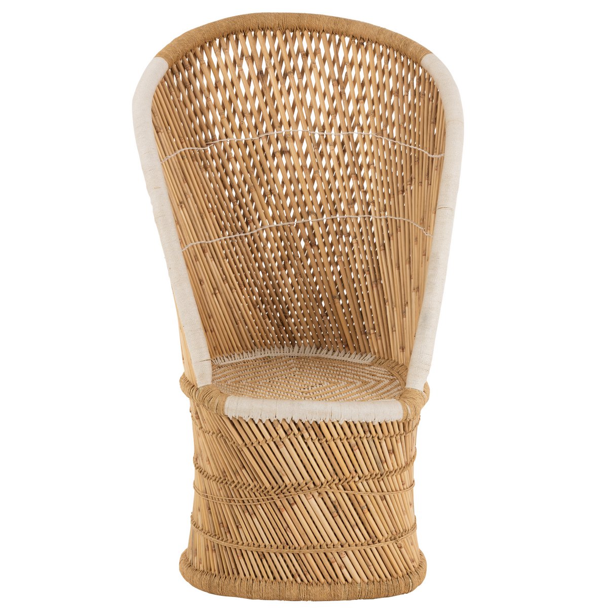 Chaise en bambou J-Line vue de face avec dossier haut
