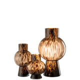 Vase Ball Dot en verre brun de J-Line, vue de face avec détails de verre