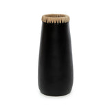 Vase Sneaky Noir Naturel - Détail raffia sur le dessus