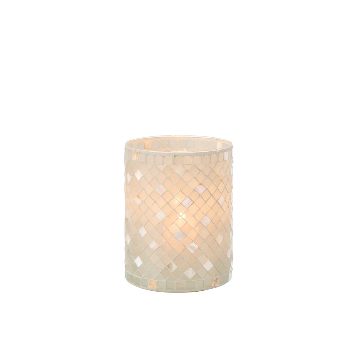 Bougeoir J-Line Mosaic Straight en verre gris, vue de face