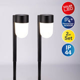 2 coffre-fort solaire LED "Sina" 47,2 cm de haut, plastique en noir et blanc, LED intégré, blanc chaud