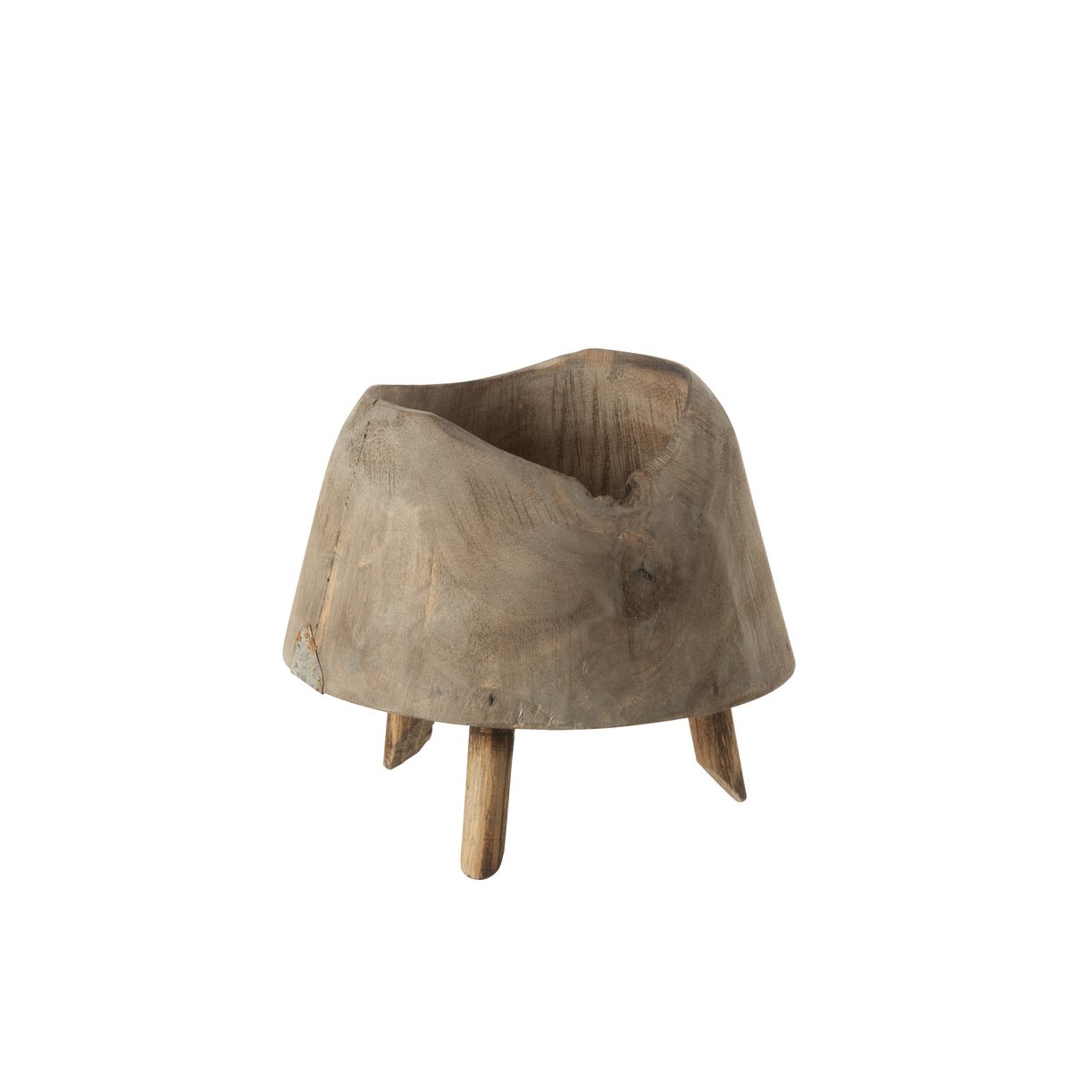 Pot de fleurs J-Line en bois naturel avec trois jambes, diamètre 17 cm, style scandinave