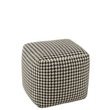 Pouf J-Line Pied-De-Poule en coton blanc et noir, vue de face