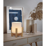 Lampe ackitique "Madita" 19 cm de haut, en blanc / nature, avec LED intégrée, dimmable avec capteur tactile