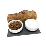 Station d'alimentation et d'abreuvement "Chats uniquement" 2x 0,4 litre DUO MOUNTAIN bois d'olivier