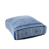 Pouf J-Line Mosaic - coton - bleu/blanc