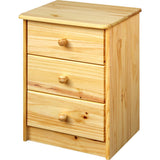 Vue de côté de la commode en bois de pin massif