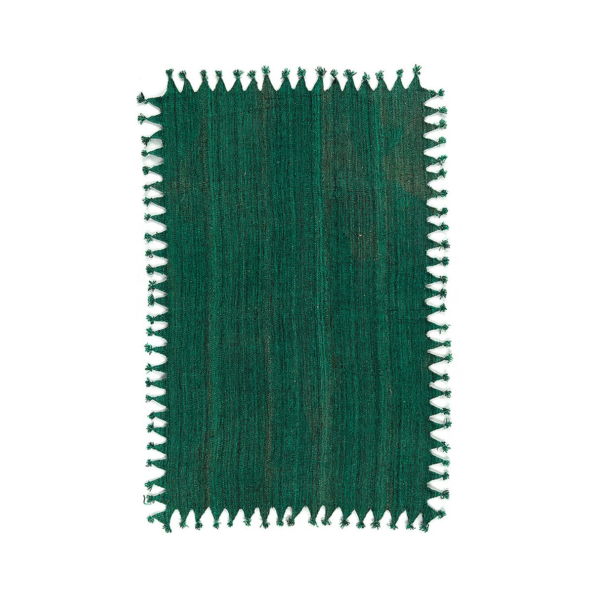 Tapis afghan tissé à la main en laine verte, vue d'ensemble