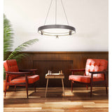 La lampe suspendue LED "" Tristan ", lampe à pendule en métal moderne et le plastique en blanc en acier, les LED sont fermement installées. Avec environ 58 cm Øthie, un éclairage idéal pour le salon, la salle à manger ou la cuisine.