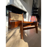 Chaise kangourou - Style Jeanneret - bois massif et rotin
