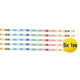 Bande LED 5x 1M RVB, avec changement de couleur, dimmable, y compris la télécommande infrarouge