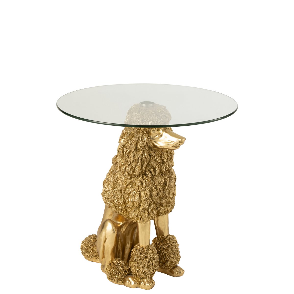 Table d'appoint J-Line Poodle Round à côté d'un canapé