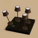 Lot de 4 lampes de table rechargeables marron avec station de recharge