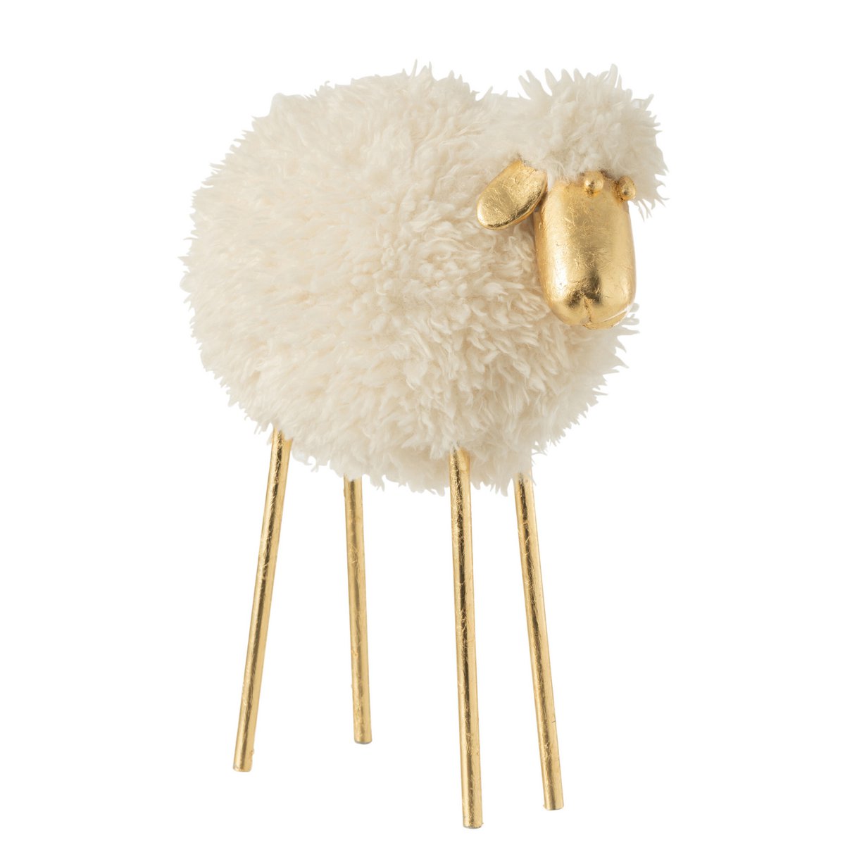 Mouton en métal et polyresin blanc et or, décoration élégante