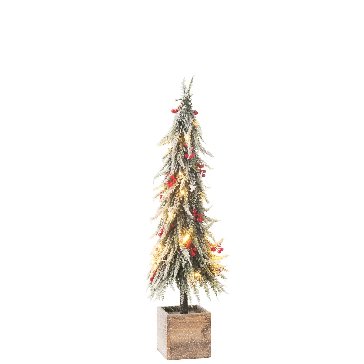 Sapin de Noël J-Line Snow en plastique vert et rouge avec LED