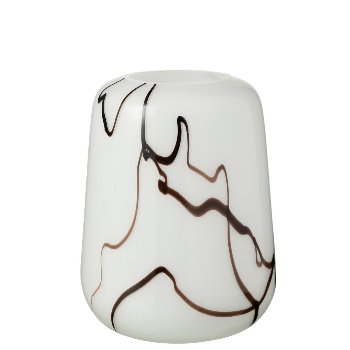 Vue latérale du vase J-Line effet de fumée, mettant en avant sa finition en verre.