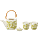 Théière J-Line en céramique verte avec motif rayé