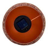 Lumière solaire décorative LED avec une base de 25 cm de haut, avec effet de flamme, pour l'extérieur, en métal et en plastique de couleur rouille, avec une LED fermement intégrée