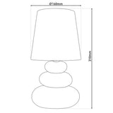 Lampe de table en céramique "Stoney", lampe de table en céramique et textile en noir, or, avec version E14, lampe de table pour salle à manger, salon, couloir ou bureau, ou comme lampe de chevet, 31 cm de haut