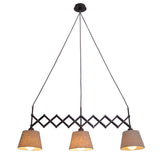 Le suspension de cisaillement "Adrienne", largeur extensible de 52-100 cm, en métal brun avec parasols textiles de couleur naturelle, versions E27, éclairage pour le salon, la salle à manger ou le bureau