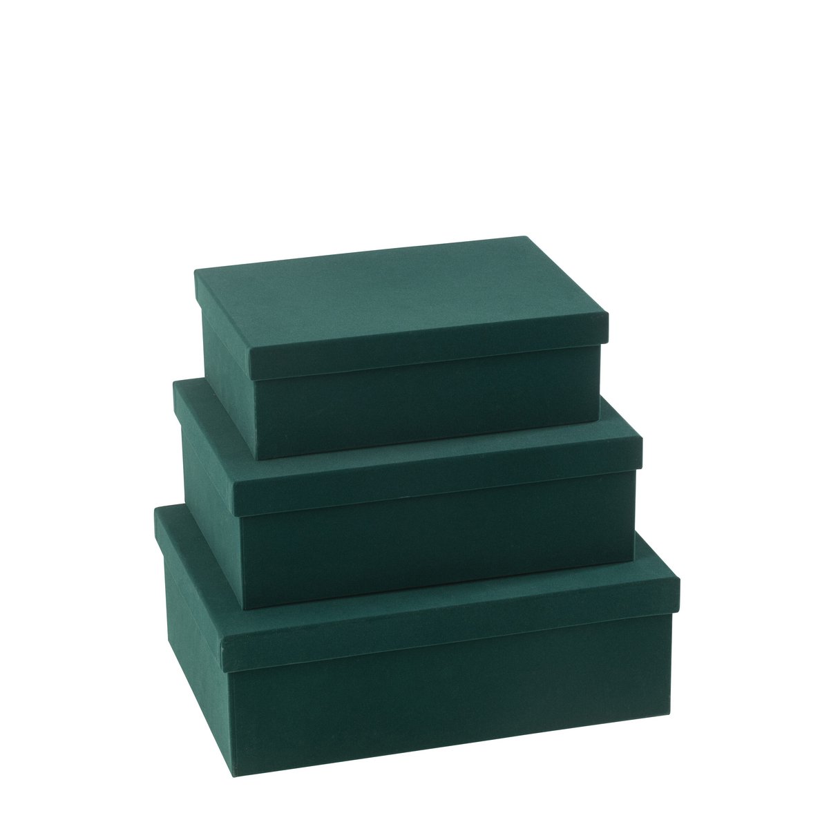 Ensemble de trois boîtes J-Line en velours vert - présentation