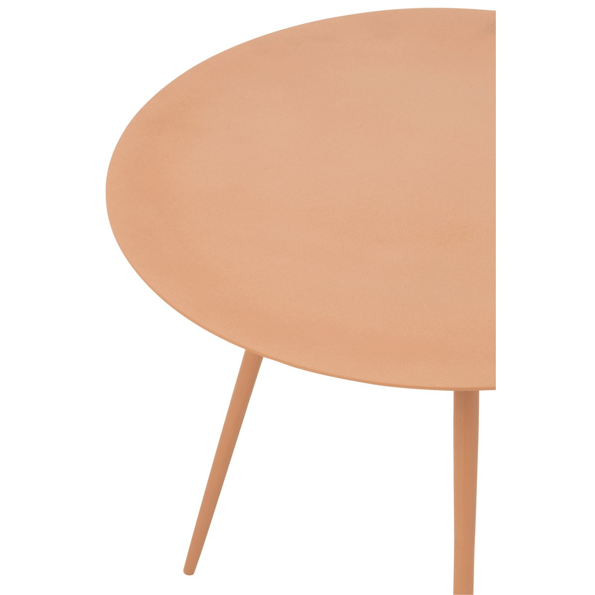 Table d'appoint J-Line en métal couleur pêche, détail du design.