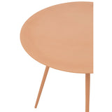 Table d'appoint J-Line en métal couleur pêche, détail du design.