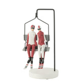 Décoration téléski couple de ski J-Line en polyresine rouge et blanc